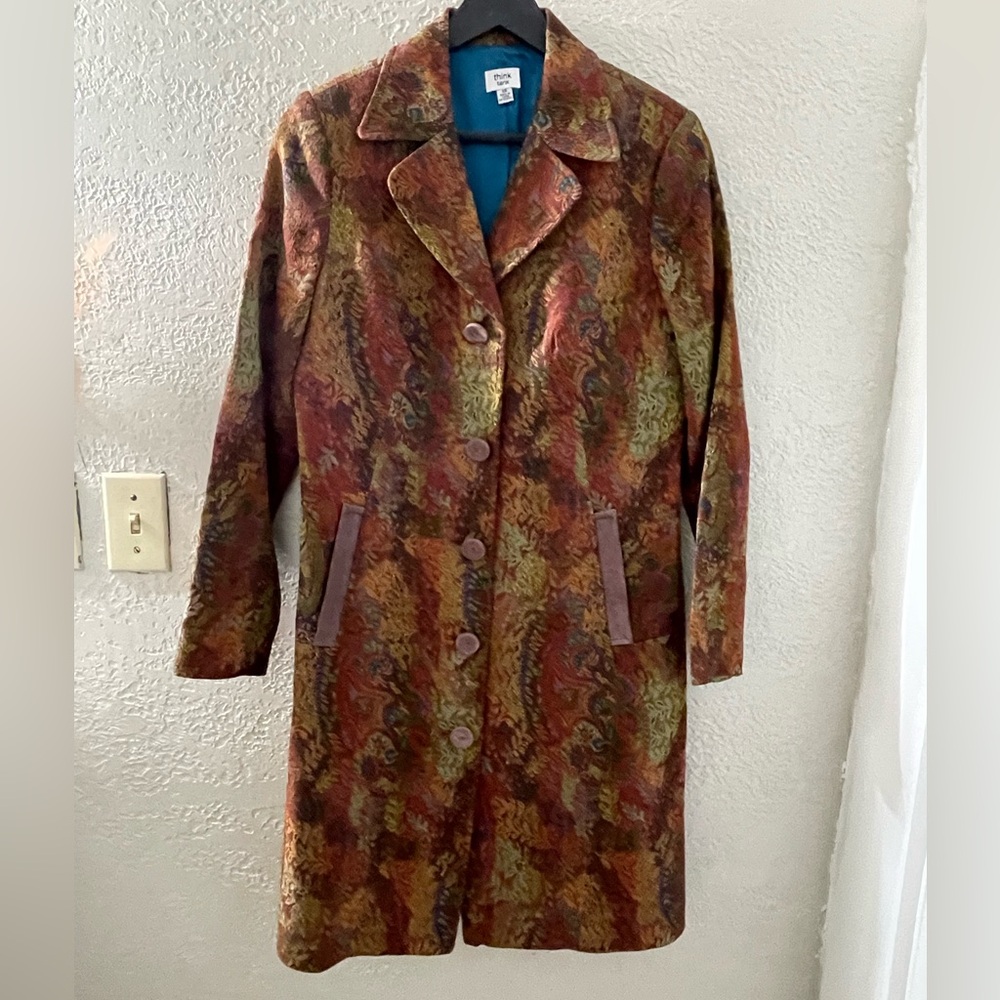 VTG Think Tank Women’s‎ Elegant Multicolor Paisley Women's Coat Size XS